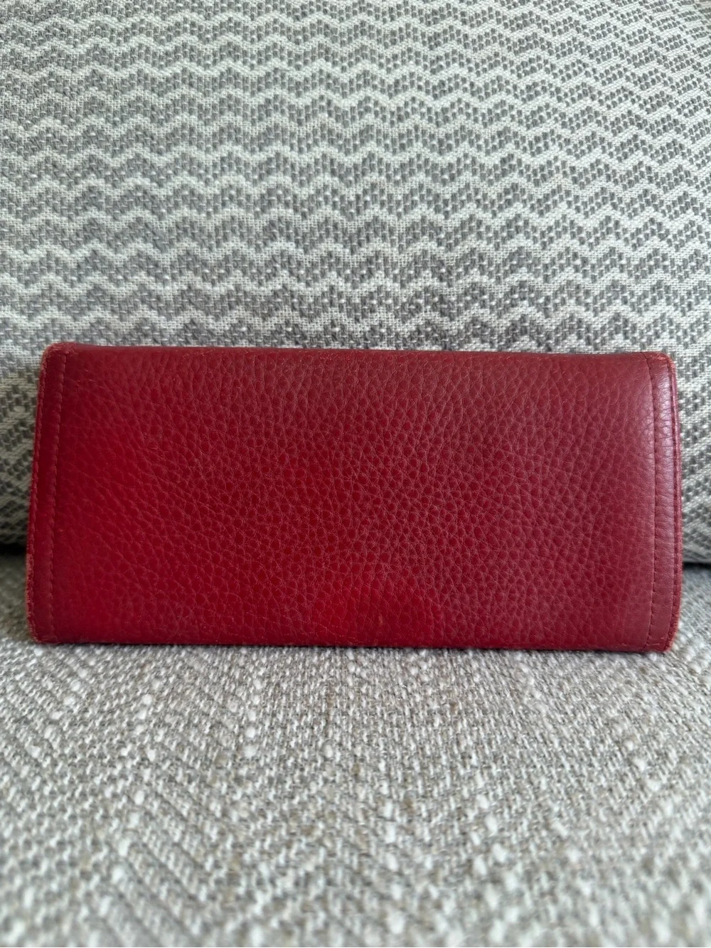 Prada Red Vitello Daino Leather Continental Wallet Gold Logo w/Authenticity Card